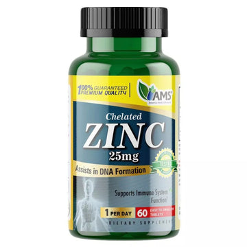 AMS Chelated Zinc 25mg 60 tablets