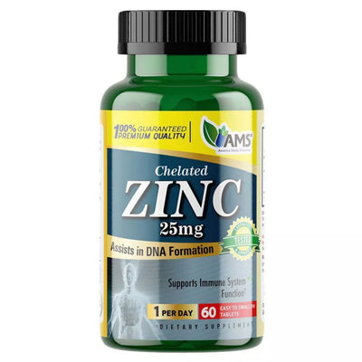 AMS Chelated Zinc 25mg 60 tablets