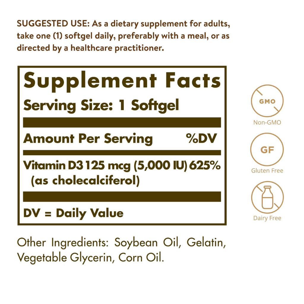 Solgar Vit D3 5000Iu 100  Softgels